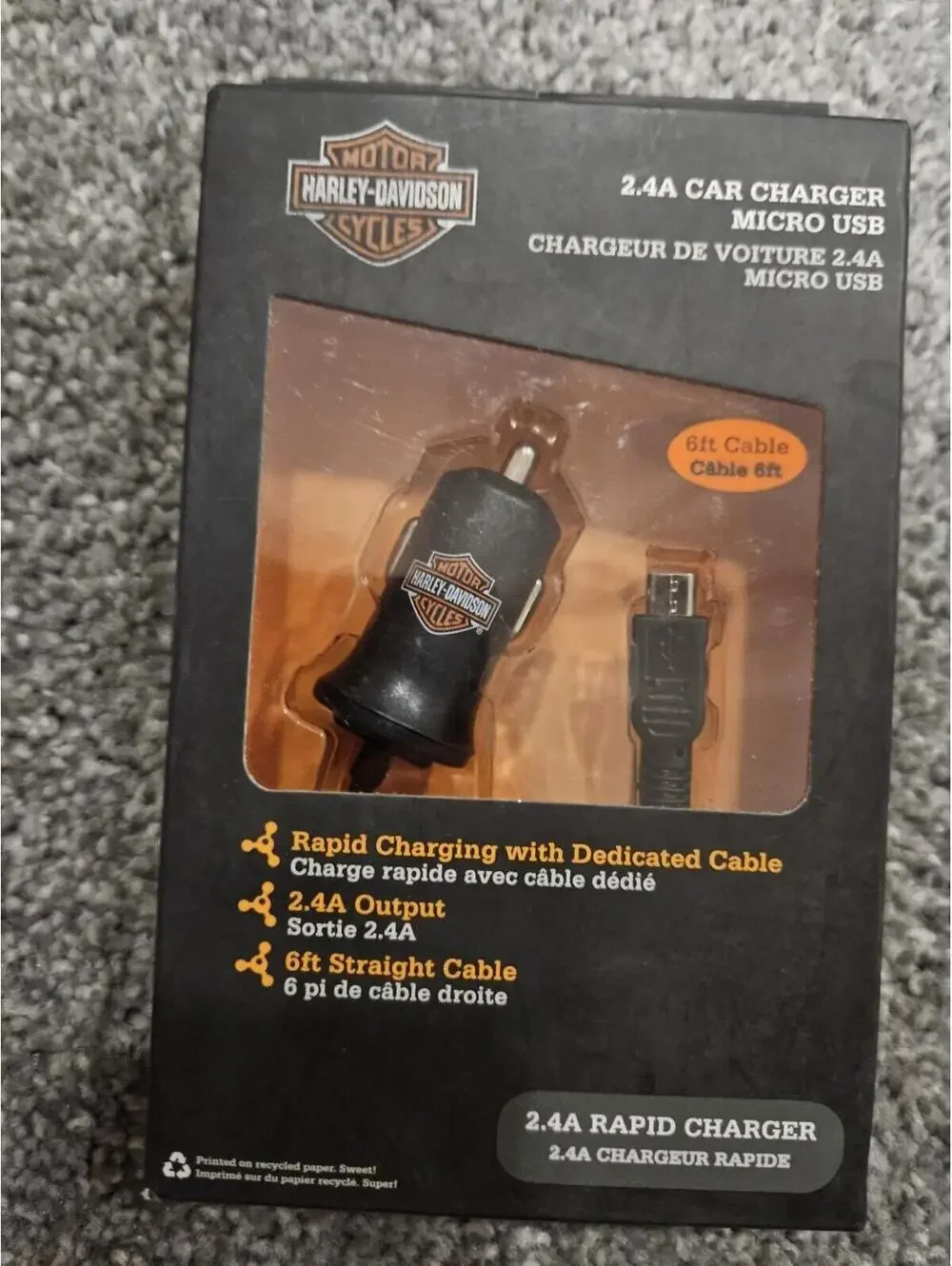 Harley-Davidson FONEGEAR 7782 2.4A 12-VOLT CAR CHARGER MICRO USB
